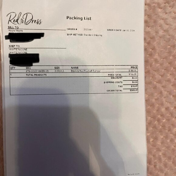 QUEEN OF SPARKLES | Black & Red Football Romper | NEW/NEVER WORN | Size: XS - Picture 8 of 9